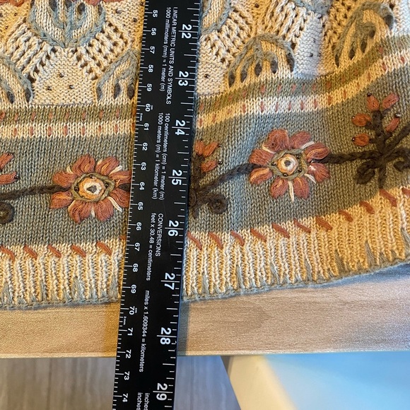 Vintage KORET Brown Button Down Sweater Vest Women XL ? Cotton Flower Khaki Tan - Picture 8 of 8
